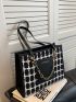 Letter Detail Plaid Pattern Chain Square Bag