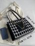 Letter Detail Plaid Pattern Chain Square Bag