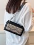 Snakeskin Embossed Chain Square Bag