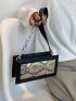 Snakeskin Embossed Chain Square Bag