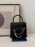 Mini Chain & Faux Pearl Decor Flap Square Bag