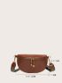 Solid Color Zipper Fanny Pack, Cool Sling Chest Bag For Girls, Portable Wide Strap Crossbody Purse