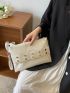 Crocodile Embossed Studded Decor Square Bag