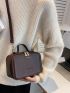 Mini Letter Embossed Top Handle Square Bag