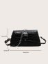 Crocodile Embossed Buckle Decor Flap Chain Square Bag