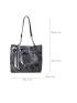 Letter Patch & Twilly Scarf Decor Shoulder Tote Bag