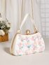 Faux Pearl & Flower Decor Chain Box Bag