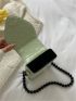 Mini Crocodile Embossed Bead Decor Flap Artificial Patent Leather Square Bag