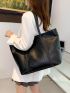 Crocodile Embossed Shoulder Tote Bag