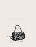 Mini Zebra Striped Pattern Flap Square Bag