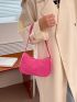 Neon Pink Corduroy Baguette Bag