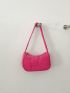 Neon Pink Corduroy Baguette Bag