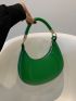 Embossed Detail Top Handle Chain Hobo Bag