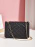 Geometric Quilted Chain Square Bag