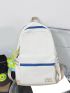 Letter Embroidered Functional Backpack With Bag Charm