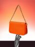 Neon-Orange Flap Chain Square Bag