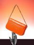 Neon-Orange Flap Chain Square Bag