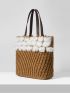 Pom Pom Decor Crochet Bag