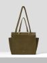 Minimalist Letter Detail Shoulder Tote Bag