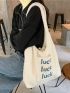 Letter Print Fluffy Shopper Bag