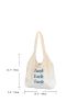 Letter Print Fluffy Shopper Bag