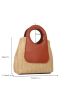 Two Tone Double Handle Straw Bag