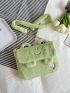 Kawaii Cartoon Frog Design Fluffy Chain Square Bag