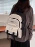 Colorblock Letter Patch Decor Functional Backpack