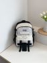 Colorblock Letter Patch Decor Functional Backpack