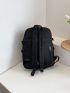 Colorblock Letter Patch Decor Functional Backpack