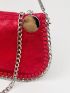 Neon Red Chain Baguette Bag