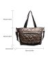 Metallic Quilted Shoulder Tote Bag for Women