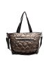 Metallic Quilted Shoulder Tote Bag for Women