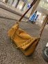 Chain Decor Flap Corduroy Crossbody Bag