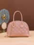 Mini Argyle Quilted Double Handle Dome Bag