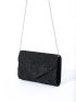 Contrast Lace Flap Chain Satin Square Bag