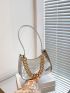 Mini Crocodile Embossed Chain Decor Baguette Bag