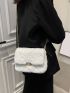 Push Lock Quilted Flap Chain Fluffy Square Bag