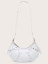 Studded Decor Zipper Hobo Bag