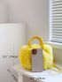 Neon-yellow Double Handle Plush Ruched Bag