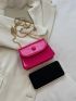 Mini Neon Pink Artificial Patent Leather Flap Square Bag