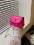 Mini Neon Pink Artificial Patent Leather Flap Square Bag