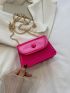 Mini Neon Pink Artificial Patent Leather Flap Square Bag