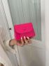 Mini Neon Pink Artificial Patent Leather Flap Square Bag