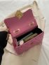 Mini Flap Square Bag Quilted Pattern Metal Decor Pink