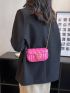 Mini Neon Pink Quilted Flap Square Bag