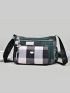 Plaid Print Metal Decor Square Bag