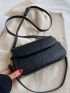 Crocodile Embossed Flap Square Bag