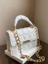 Quilted Detail Flap Chain Square Bag