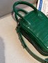 Mini Crocodile Embossed Artificial Patent Leather Satchel Bag